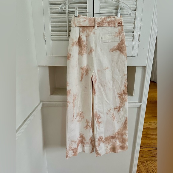 ZARA High Rise Tie Dyed Cropped Wide Leg Pants with Belt, Size XS - Picture 4 of 4